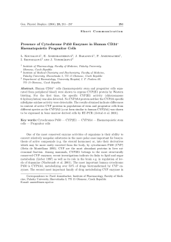 Presence of Cytochrome P450 Enzymes in Human CD34+