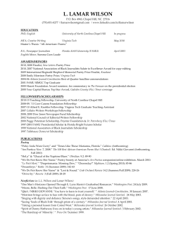 l. lamar wilson - UNC English and Comparative LIterature