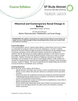 Historical and Contemporary Social Change in Bolivia