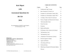 Keir Digest with Assessment Questions for HS 324 2014