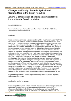 Changes on Foreign Trade in Agricultural Commodities in the Czech