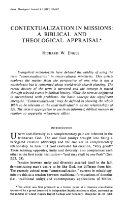 contextualization in missions: a biblical and theological appraisal