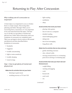 Returning to Play After Concussion - Vanderbilt University School of