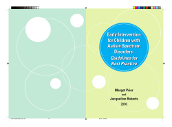 Early Intervention for Children with Autism Spectrum Disorders