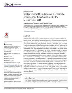 Spatiotemporal Regulation of a Legionella pneumophila