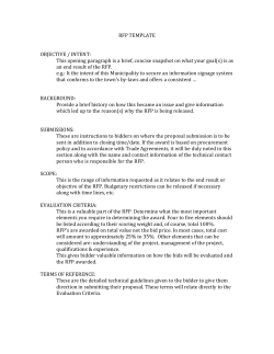 RFP TEMPLATE OBJECTIVE / INTENT: This opening paragraph is a