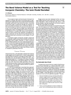 The Bond Valence Model as a Tool for Teaching Inorganic Chemistry