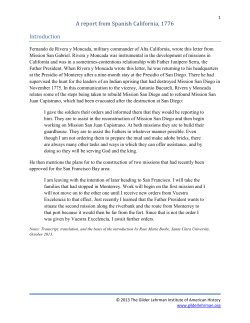 A report from Spanish California, 1776 Introduction