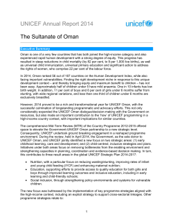 UNICEF Annual Report 2014 The Sultanate of Oman