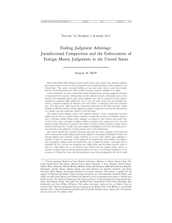 Ending Judgment Arbitrage - Harvard International Law Journal