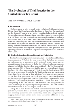 The Evolution of Trial Practice in the United States Tax Court
