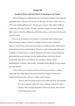 Chapter III Search for Roots and Oral History in