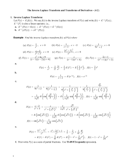 The Inverse Laplace Transform and Transforms of Derivatives