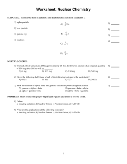 Worksheet: Nuclear Chemistry