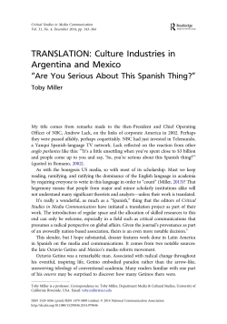 TRANSLATION: Culture Industries in Argentina and