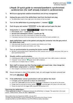 TMBU Lifepak 20 quick guide for use in manual mode for neonates: