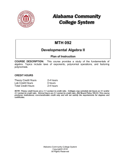 MTH - 092 - Developmental Algebra II