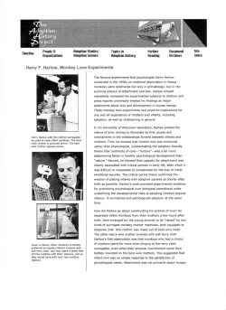 Harry F, Harlow, Monkey Love Experiments