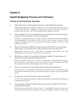 Chapter 8 Capital Budgeting Process and Technique
