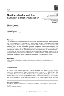 Neoliberalisation and `Lad Cultures` in Higher Education