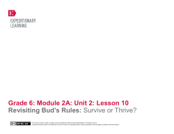 Grade 6: Module 2A: Unit 2: Lesson 10 Revisiting Bud`s Rules