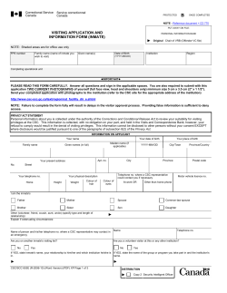 Visiting Application and Information Form (Inmate) - CSC-SCC