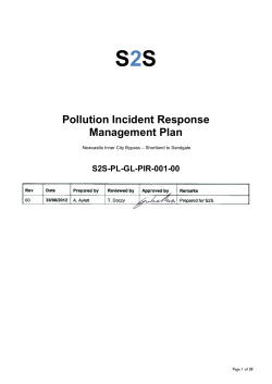 Pollution Incident Response Management Plan