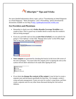 Allscripts&trade; Tips and Tricks