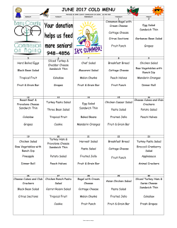 Cold Menu - Barry County Commission on Aging
