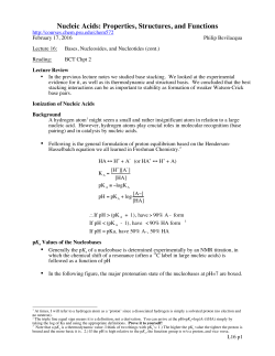 Nucleic Acids: Properties, Structures, and