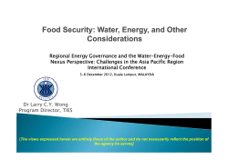 Food Security: Water, Energy, and Other Considerations