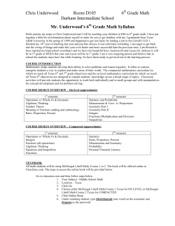 Hello parents my name is Chris Underwood and I will be teaching