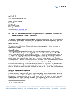 NBAA Comments on Deduction and Capitalization Proposed