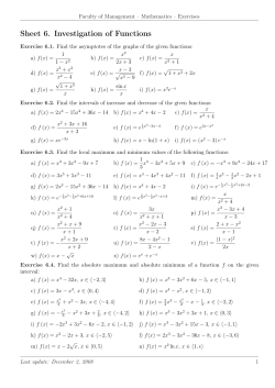 Sheet 6. Investigation of Functions