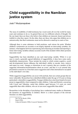 Child suggestibility in the Namibian justice system