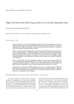 High risk behaviours following alcohol use in alcohol