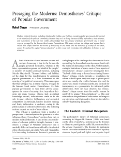 Presaging the Moderns: Demosthenes` Critique of Popular