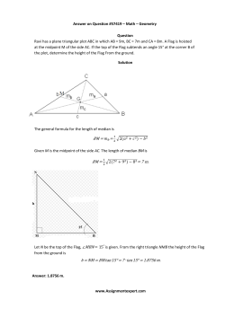 M = = M = 2= 7 m. ℎ = NM = M tan 15&deg; = 7 ∙ tan 15&deg; = 1.8756