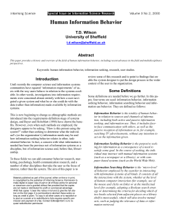 Human Information Behavior - The International Journal of an