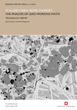 St Algar`s Farm, Frome, Somerset: The Analysis of Lead
