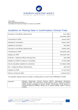 EMA Guideline on Missing Data in Confirmatory Clinical