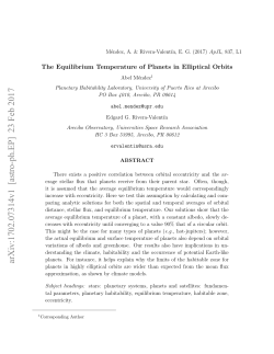 The Equilibrium Temperature of Planets in Elliptical Orbits