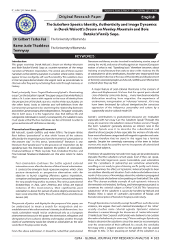 Identity, Authenticity and Image Dynamics in Derek Walcott`s Dream