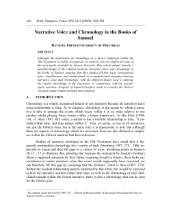 Narrative Voice and Chronology in the Books of Samuel