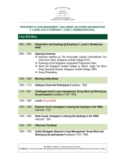 4 Apr 2016 (Mon) 0900 &ndash; 0930 Registration and Greetings