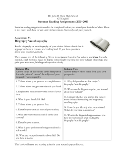 Summer Reading Assignment