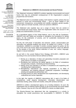 Statement on UNESCO`s Environmental and Social Policies This