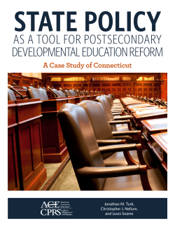 State Policy as a Tool for Postsecondary Developmental Education