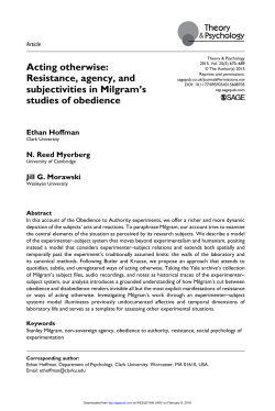 Acting otherwise: Resistance, agency, and subjectivities in Milgram`s