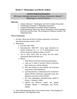 Booker T. Washington and WEB DuBois Central Historical Question